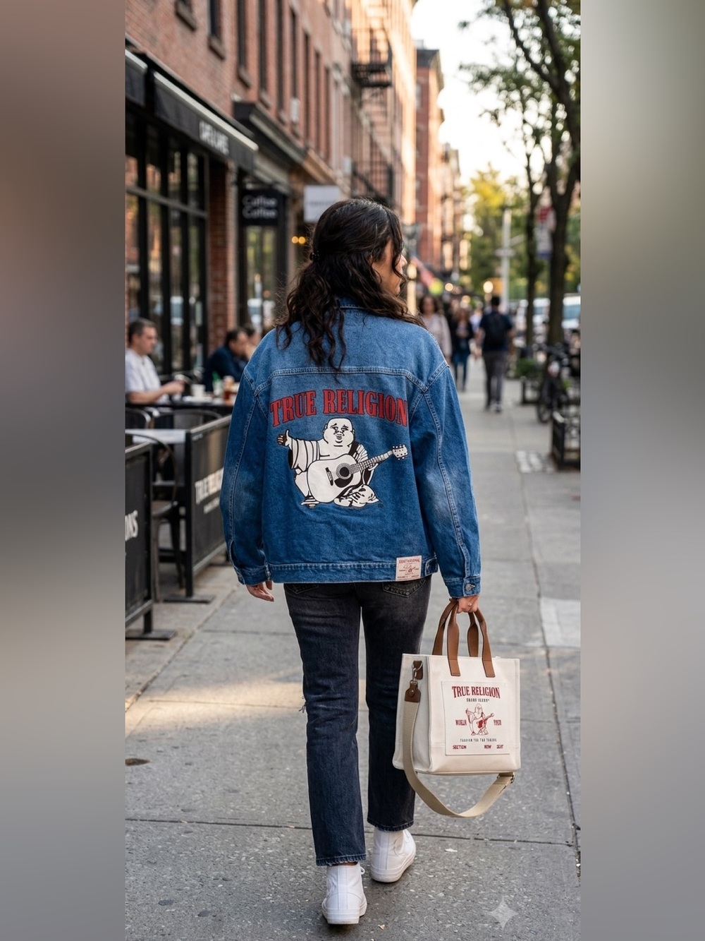 True Religion Jacket Oversized Denim with 
Buddha Sz XL